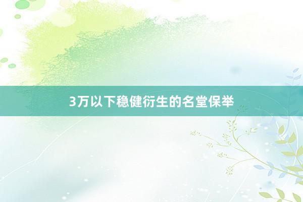 3万以下稳健衍生的名堂保举